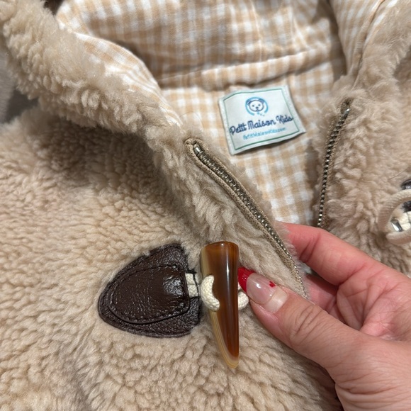 Petite Maison Kids 2Y toddler fur jacket boy sherpa tan brown - Picture 5 of 9